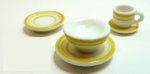 (image for) Yellow Trim Ceramic Dinner Set for One 5pc