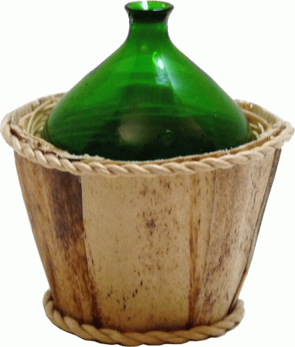 (image for) Glass Demijohn in Basket Green