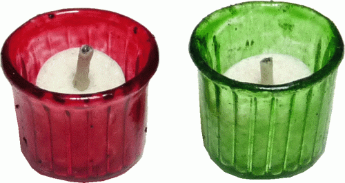 (image for) Christmas Votive Candle Holder w/ Candle - Red/ Green - 2pc