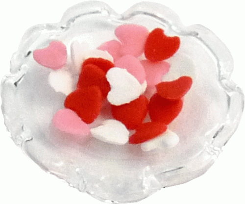 (image for) Candy Hearts in Glass Dish