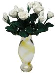 (image for) White Roses in Amber Striped Vase 12pc