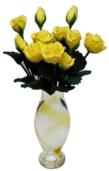 (image for) Yellow Roses in Amber Striped Vase 12pc