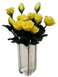 (image for) Yellow Roses in Brown Striped Square Vase 12pc