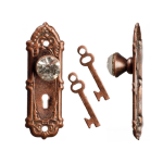 (image for) Crystal Door Knob With Bronze Plate 2ocs