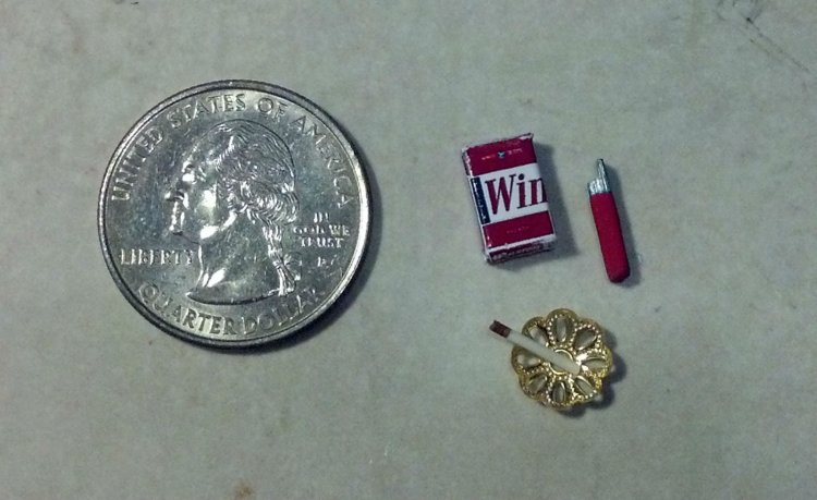 (image for) Pack of Winston Cigarettes, Lighter, Single & Ashtray