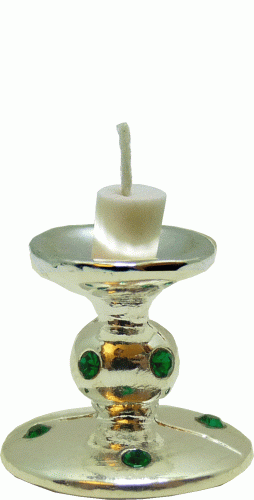 (image for) Emerald Encrusted Short Candlestick with White Candle