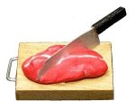 (image for) Meat w/ Knife on Cutting Board