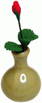 (image for) Red Rose Bud in Light Brown Ceramic Vase