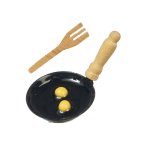 (image for) Eggs in Frying Pan w/ Wooden Spatula