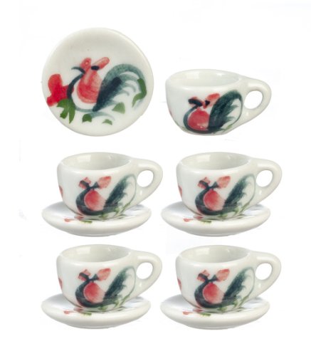 (image for) Ceramic Cups & Saucers Chickens 10pc