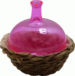 (image for) Glass Demijohn in Short Wicker Basket Pink