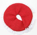 (image for) Tree Skirt Red w/ Gold Dots & White Lace Tassel