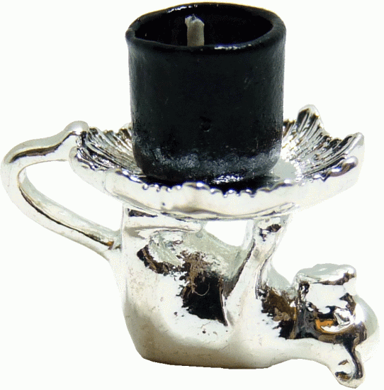 (image for) Black Votive Candle on Silver Cat Stand