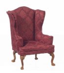 (image for) High Back Chair Burgundy & - Walnut