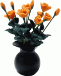 (image for) Apricot Roses in Black Vase - 12pc