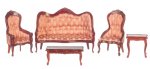 (image for) Living Room Set - Mahogany & Coral - 5pc