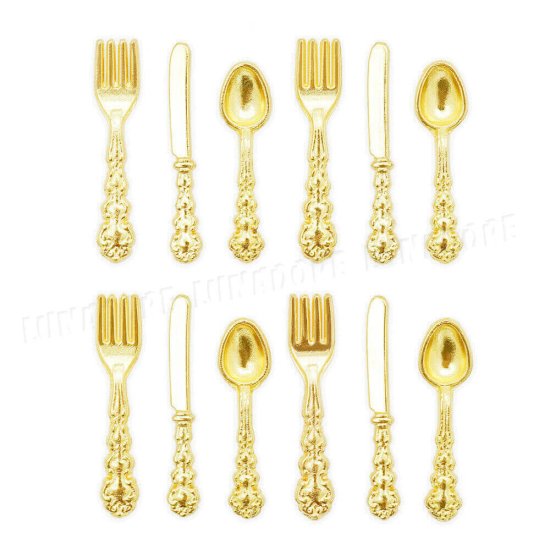 (image for) Gold Service for 4 - Knife Fork Spoon