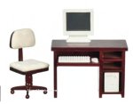 (image for) Computer Desk 6pc Set - Mahogany