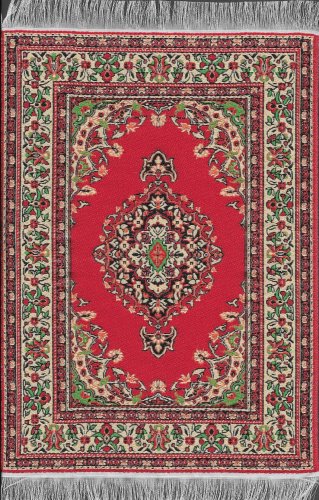 (image for) Turkish Rectangular Area Rug - Red & Green Floral