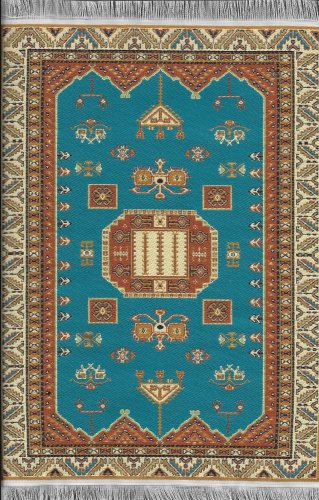 (image for) Turkish Rectangular Area Rug - Turquoise Floral