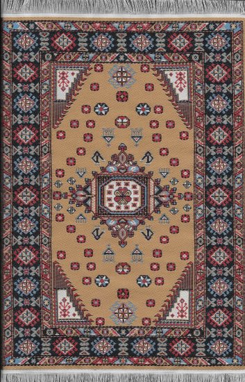 (image for) Turkish Rectangular Area Rug - Red Blue & Tan Floral