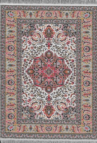 (image for) Turkish Rectangular Area Rug - Red & Tan Floral