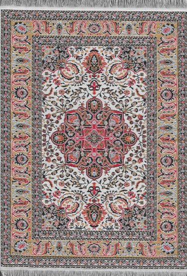 (image for) Turkish Rectangular Area Rug - Red & Tan Floral