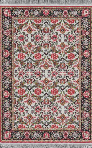 (image for) Turkish Rectangular Area Rug - Red Green & Black Floral