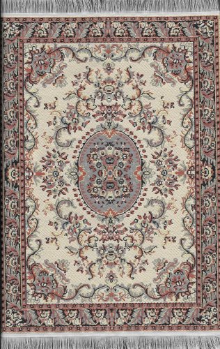 (image for) Turkish Rectangular Area Rug - Cream & Mauve Floral