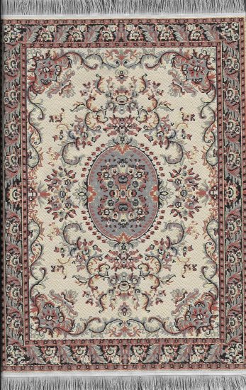 (image for) Turkish Rectangular Area Rug - Cream & Mauve Floral