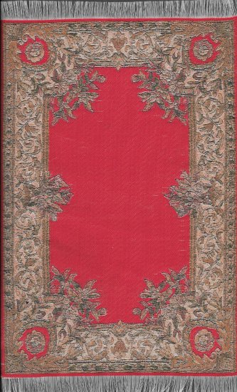 (image for) Turkish Rectangular Area Rug - Red & Tan Floral