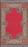 (image for) Turkish Rectangular Area Rug - Red & Tan Floral