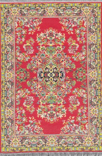 (image for) Turkish Rectangular Area Rug - Red & Yellow Floral