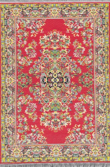 (image for) Turkish Rectangular Area Rug - Red & Yellow Floral