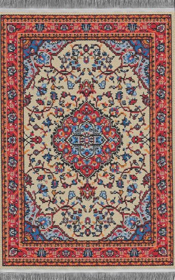 (image for) Turkish Rectangular Area Rug - Red & Orange Floral