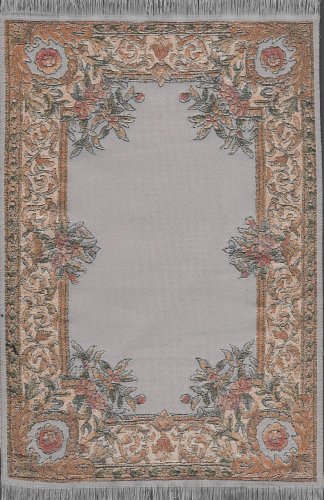 (image for) Turkish Rectangular Area Rug - Peach Floral