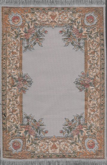 (image for) Turkish Rectangular Area Rug - Peach Floral