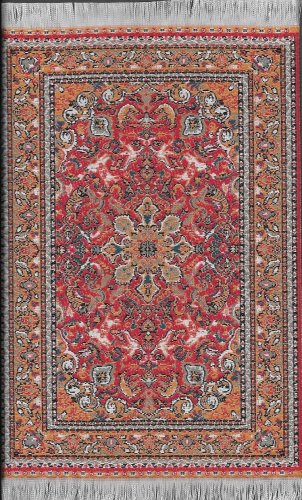 (image for) Turkish Large Throw Rug - Red & Orange Floral