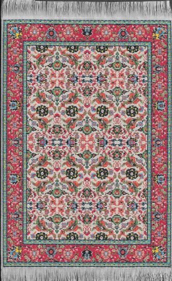 (image for) Turkish Large Throw Rug - Red Floral