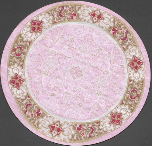 (image for) Turkish Round Area Rug - Pink Floral