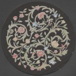 (image for) Turkish Round Area Rug - Dark Gray Floral