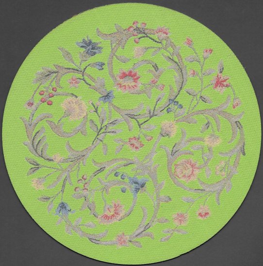 (image for) Turkish Round Area Rug - Green Floral