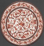 (image for) Turkish Round Throw Rug - Red Floral