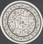 (image for) Turkish Round Throw Rug - White Floral