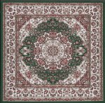 (image for) Turkish Square Area Rug - Red & Green Floral