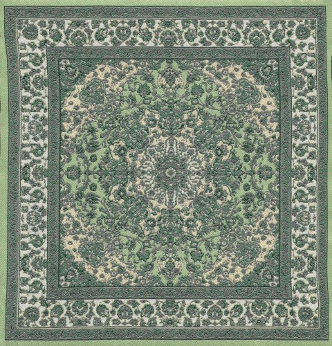 (image for) Turkish Square Throw Rug - Green Floral