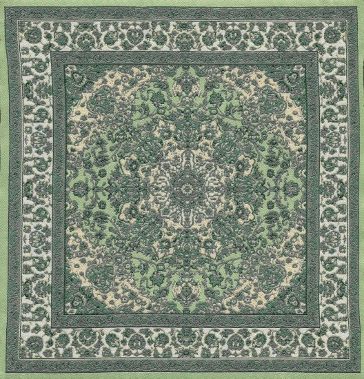 (image for) Turkish Square Throw Rug - Green Floral