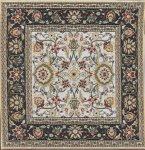 (image for) Turkish Square Throw Rug - Black Floral