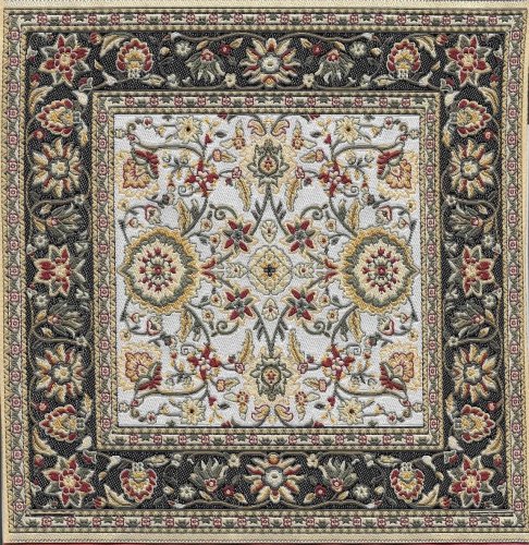 (image for) Turkish Square Throw Rug - Black Floral