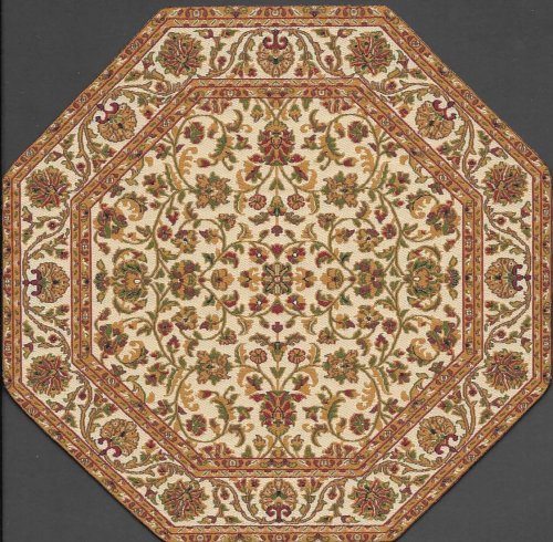 (image for) Turkish Octagonal Area Rug - Brown & Burgundy Floral